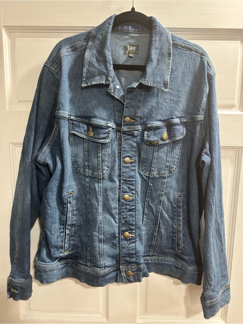 Lee Extreme Motion Denim Jacket XXL Blue Stretch Trucker Jacket